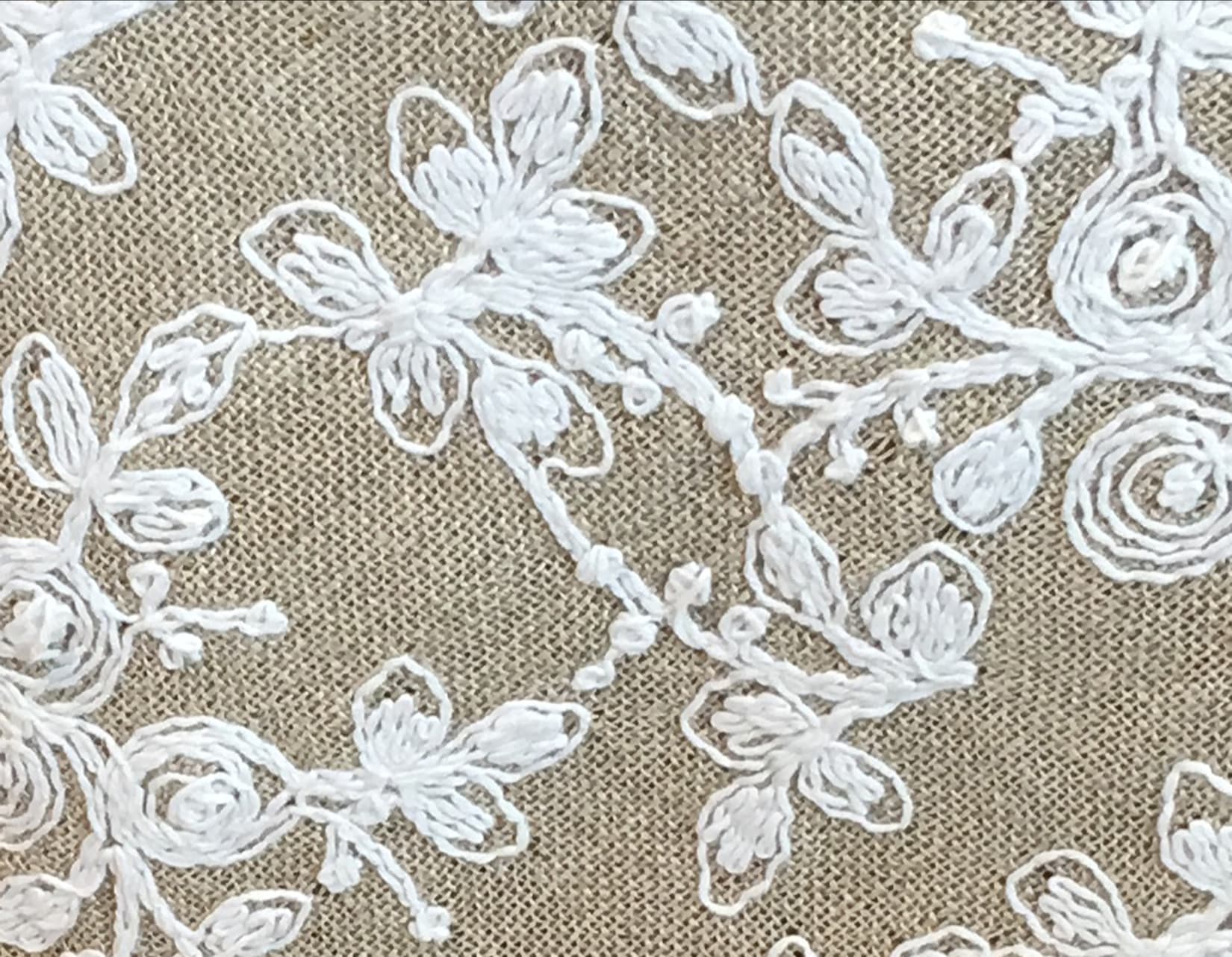 Linen sand color – white embroidery