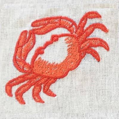 Red embroidery – sand color linen